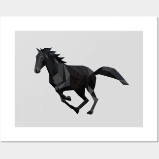 Black Low Poly Horse Posters and Art